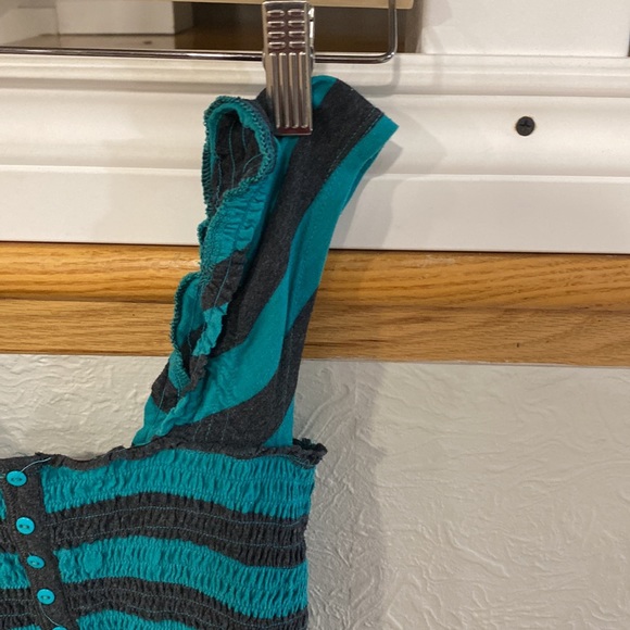 Fox Teal and Grey Striped Summer Dress- Great Fit for barbecues - Picture 3 of 3